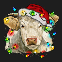Charolais Cattle Cow With Christmas Lights And Hat Classic Tee | Teevron