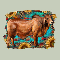 Brahman Bull With Aztec Sunflower And Leopard Background Classic Tee | Teevron