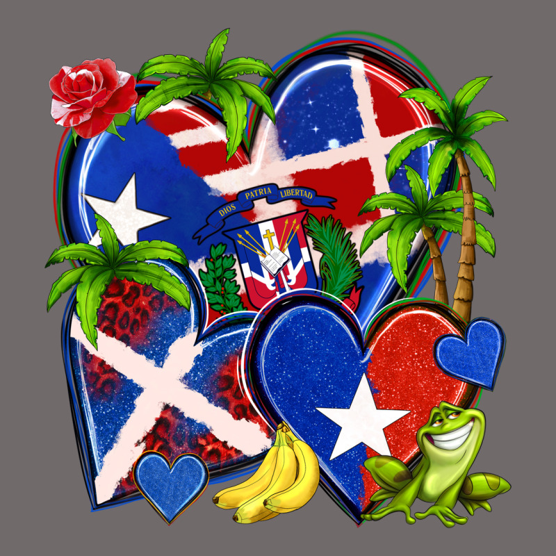 Puerto Rico With Dominican Republic Hearts Urban Hoodie by NancyCooperArtShop | Teevron