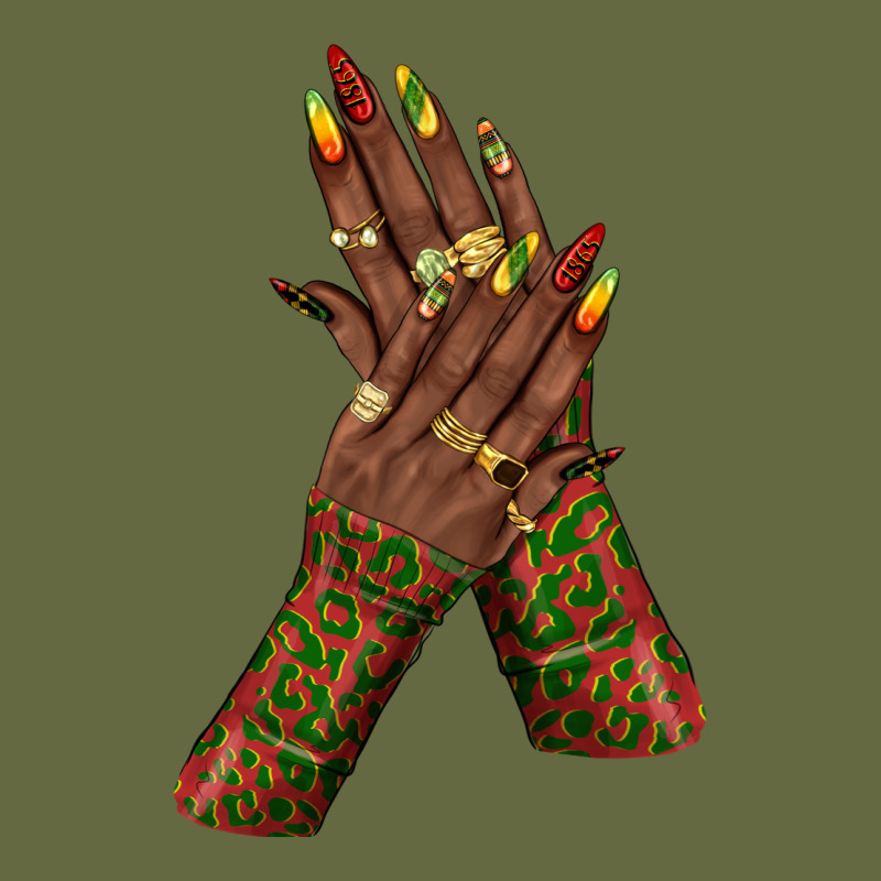 Juneteenth Nail Art With Afro Hand Long Sleeve Tee by texasbilliewilder | Teevron