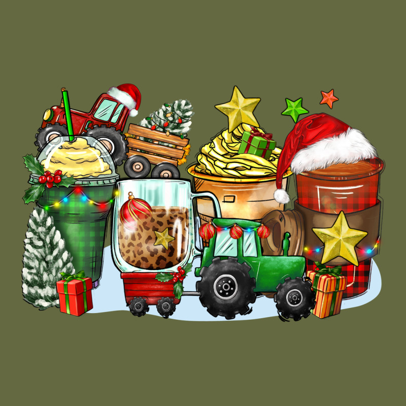 Christmas Tractor Coffee Cups Long Sleeve Tee by Zillion Design Studio | Teevron