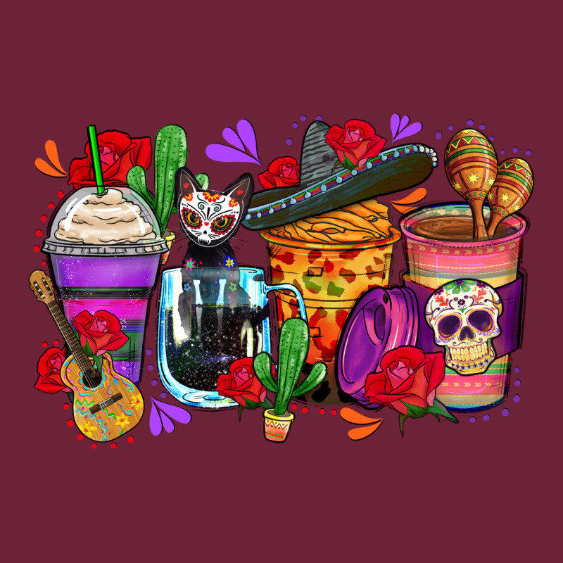 Day Of The Dead Coffee Cups Long Sleeve Tee by Zillion Design Studio | Teevron
