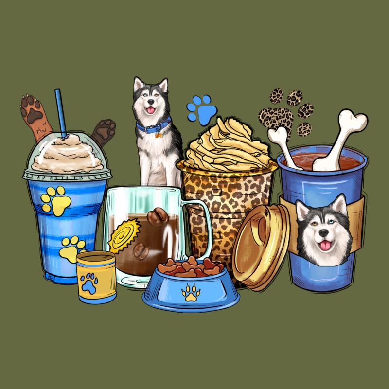 Siberian Husky Coffee Cups Long Sleeve Tee by Zillion Design Studio | Teevron