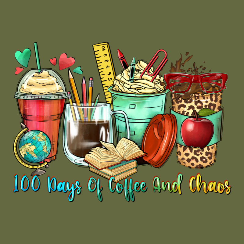 100 Days Of Coffee And Chaos Coffee Cups Long Sleeve Tee by Zillion Design Studio | Teevron