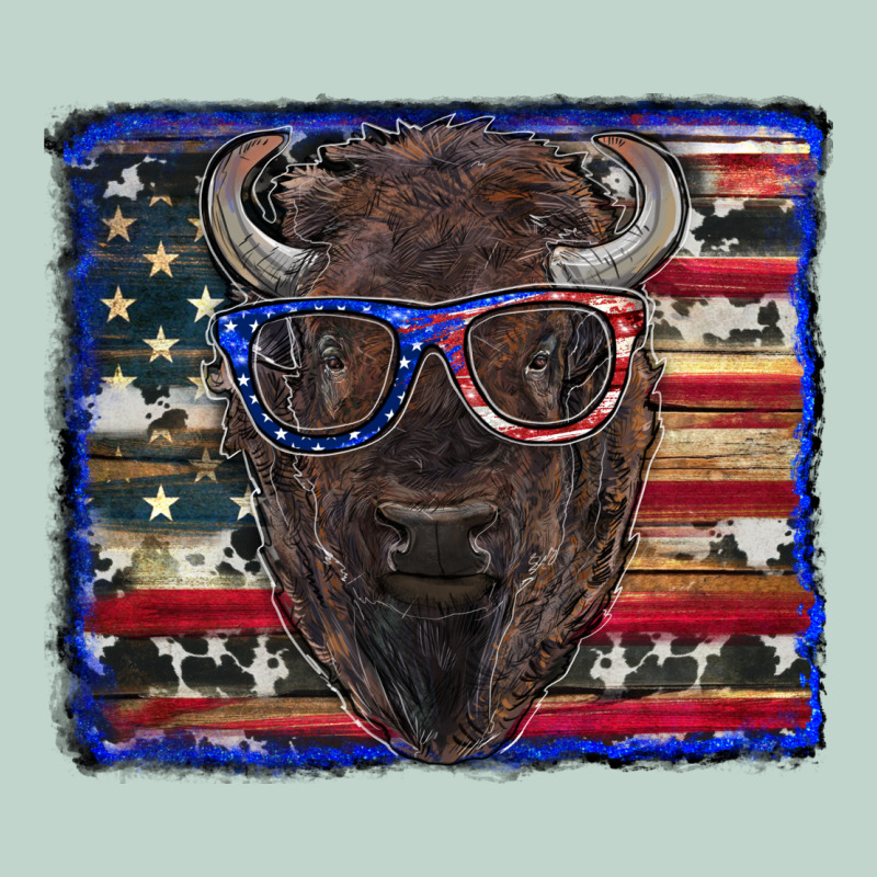 Bison With American Flag And Glasses Zipper Hoodie by RanaPortraitStore | Teevron