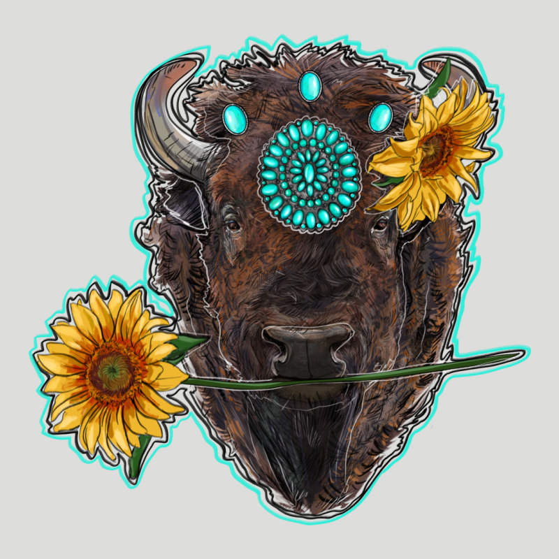 Bison Head With Sunflowers And Gemstone Zipper Hoodie by RanaPortraitStore | Teevron