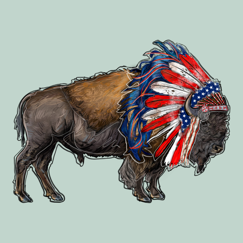 American Bison With Indian Headdress Zipper Hoodie by RanaPortraitStore | Teevron