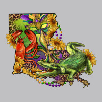Louisiana Map With Mardi Gras Crocodile Long Sleeve Tee | Teevron