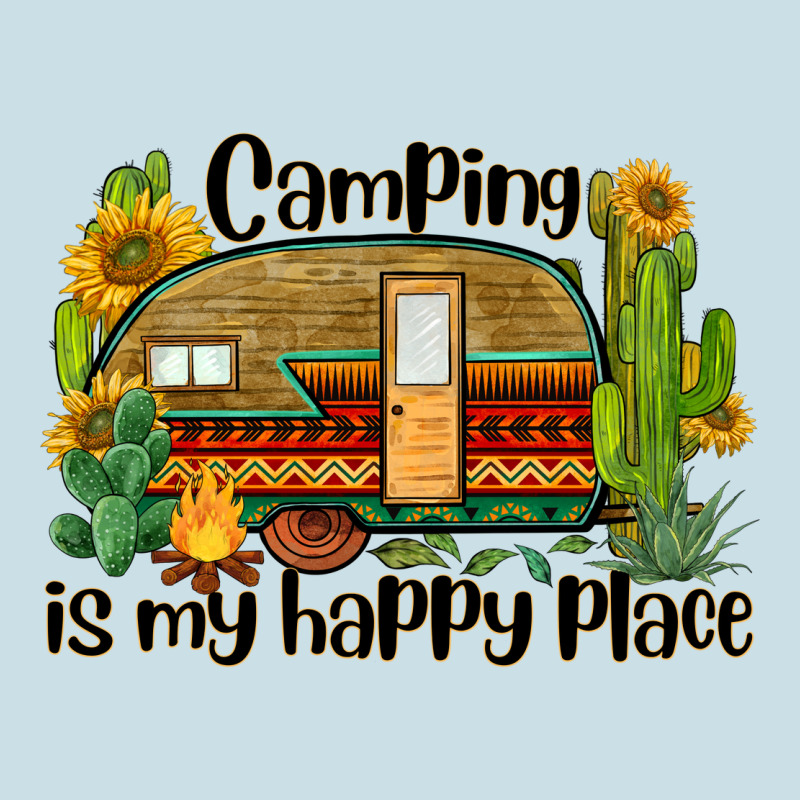Camping Is My Happy Place Caravan Ladies Tee by BarkalooDesign | Teevron