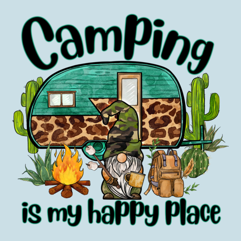 Camping Is My Happy Place Caravan And Gnome Ladies Tee by BarkalooDesign | Teevron