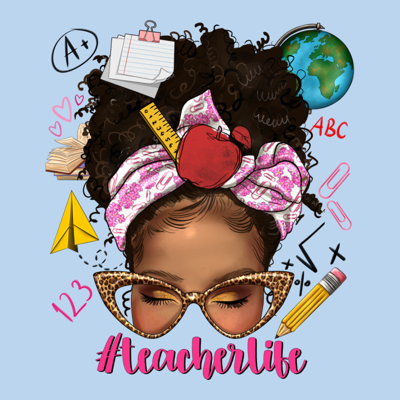 Afro Messy Bun Teacherlife Classic Tee by texasbilliewilder | Teevron