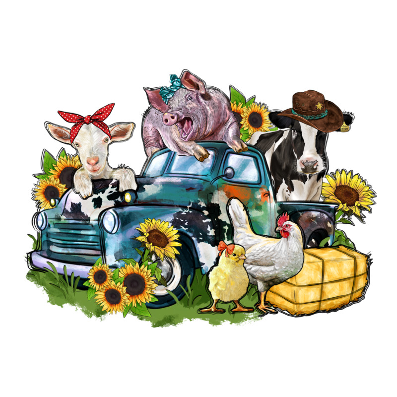 Farm Animals Truck Long Sleeve Tee by Zillion Design Studio | Teevron
