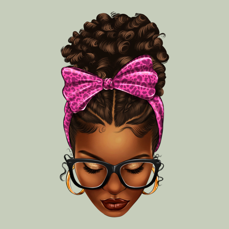 Afro Messy Bun Pink Leopard Bow Long Sleeve Tee by texasbilliewilder | Teevron