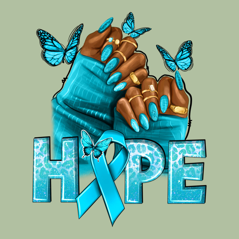 Hope Teal Ribbon Ovarian Cancer Nails Urban Hoodie by NancyCooperArtShop | Teevron