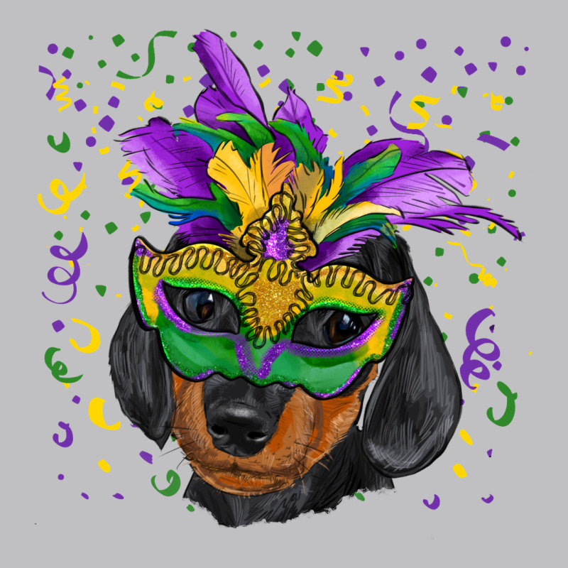 Mardi Gras Dachshund Puppy With Mask Long Sleeve Tee by RanaPortraitStore | Teevron