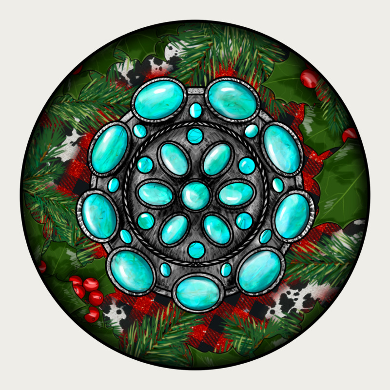 Christmas Round Turquoise Gemstone Zipper Hoodie by RanaPortraitStore | Teevron