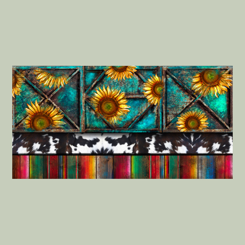 Rusty Sunflowers With Cowhide And Turquoise Long Sleeve Tee by RanaPortraitStore | Teevron