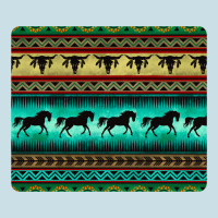 Turquoise Horse And Bullskull Aztec  Pattern Ladies Tee | Teevron