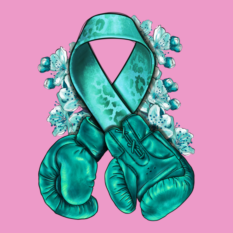 Ovarian Cancer Teal Ribbon With Boxing Gloves Urban Hoodie by NancyCooperArtShop | Teevron