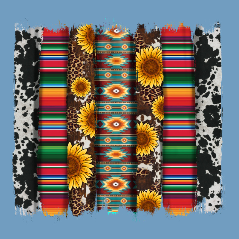 Cowhıde Aztec Serape Wıth Leopard And Sunflowers Brushstroke Urban Heavy Tee by Artiststas | Teevron