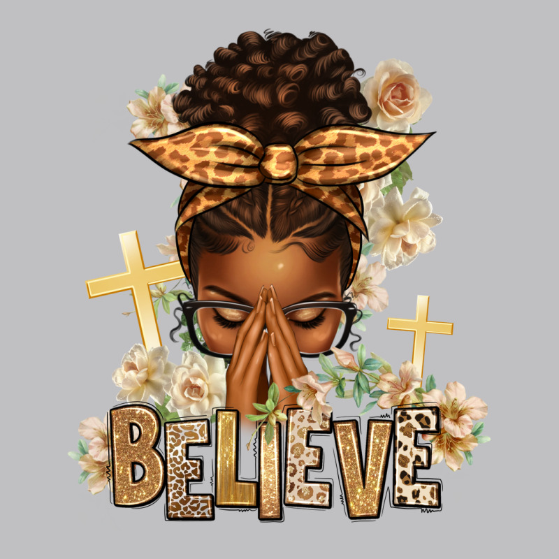 Believe Praying Afro Messy Bun Long Sleeve Tee by texasbilliewilder | Teevron
