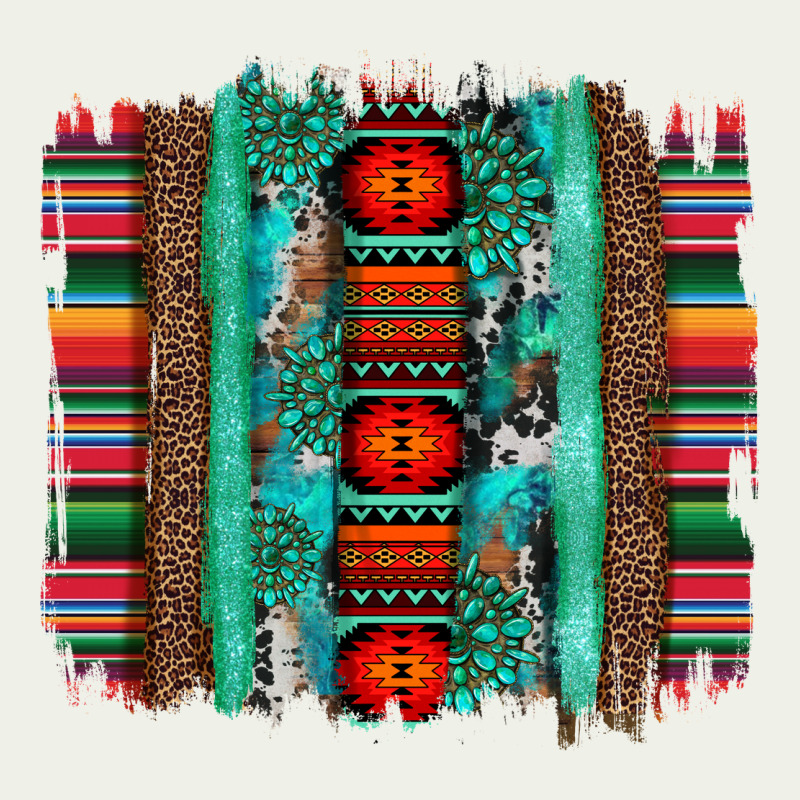 Serape Aztec Leopard And Turquoise Glitter With Gemstone Brushstroke Urban Heavy Tee by Artiststas | Teevron