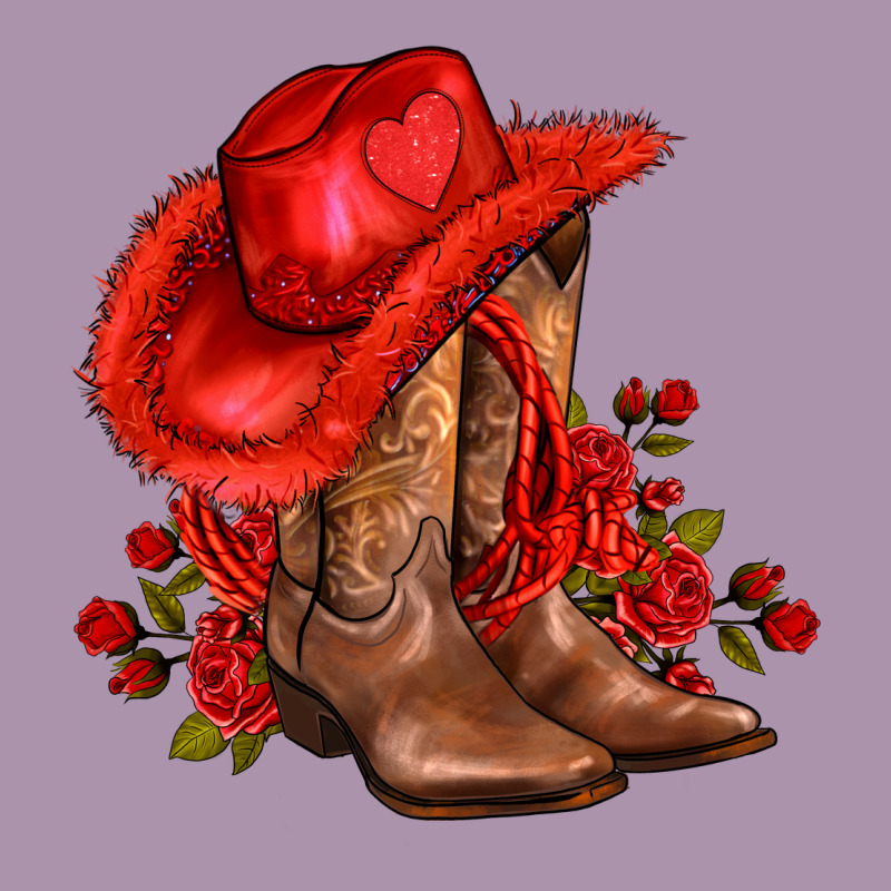 Valentines Day Cowboy Boots Red  And Roses Heavyweight Hoodie by AdoDesignShop | Teevron