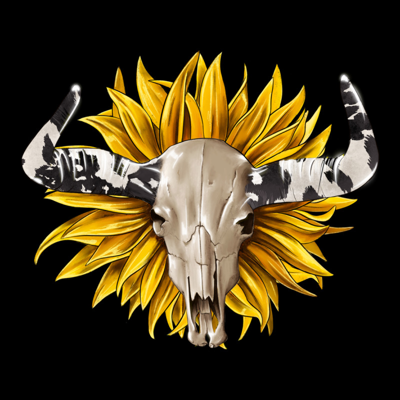 Cowhide Bull Skull And Sunflower Ladies Tee by BarkalooDesign | Teevron