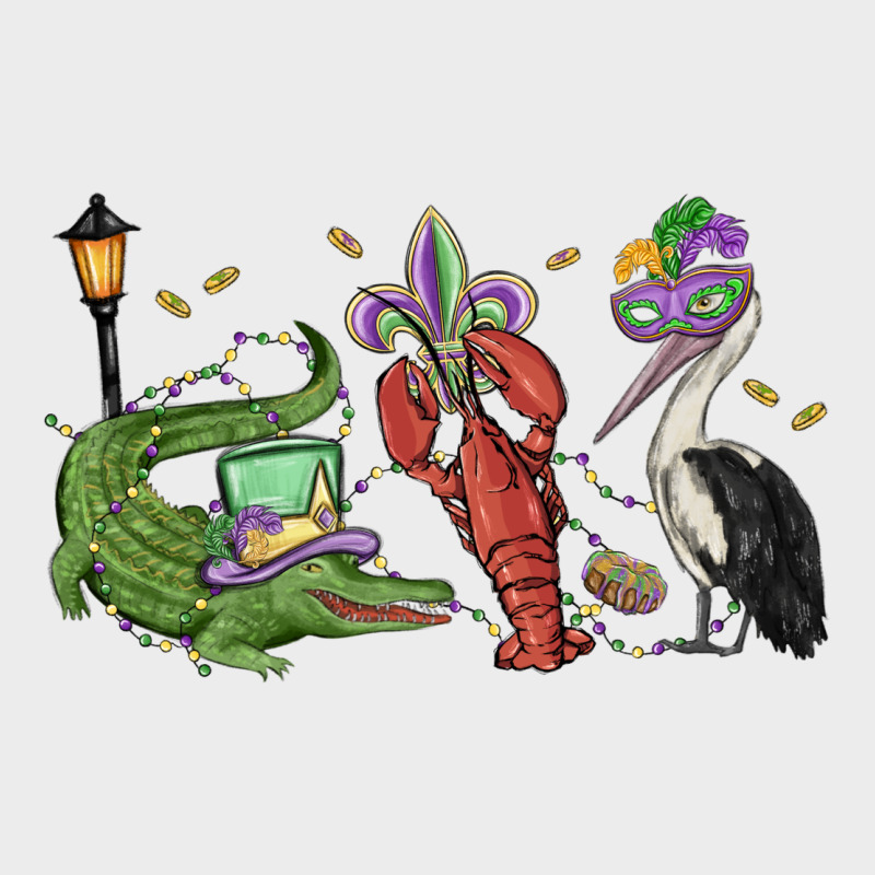 Mardi Gras Alligator Crawfish Pelican Urban Hoodie by MaliasSmallBusiness | Teevron