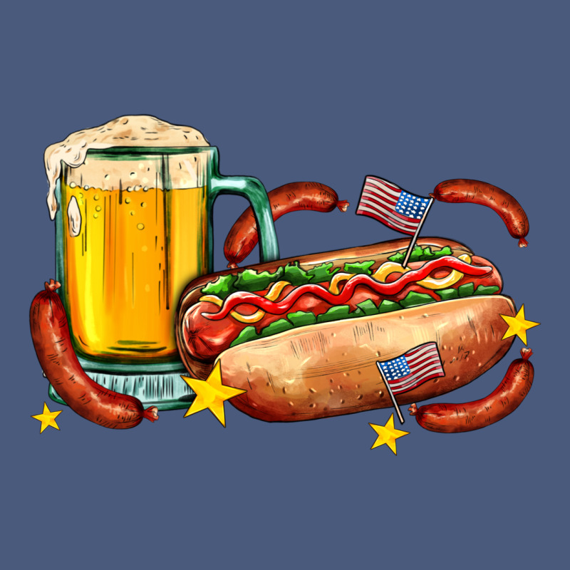 Hot Dog And Beer With Stars And Usa Flags Vintage Hoodie by AdoDesignShop | Teevron