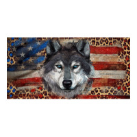 Wolf with american flag and leopard | Teevron