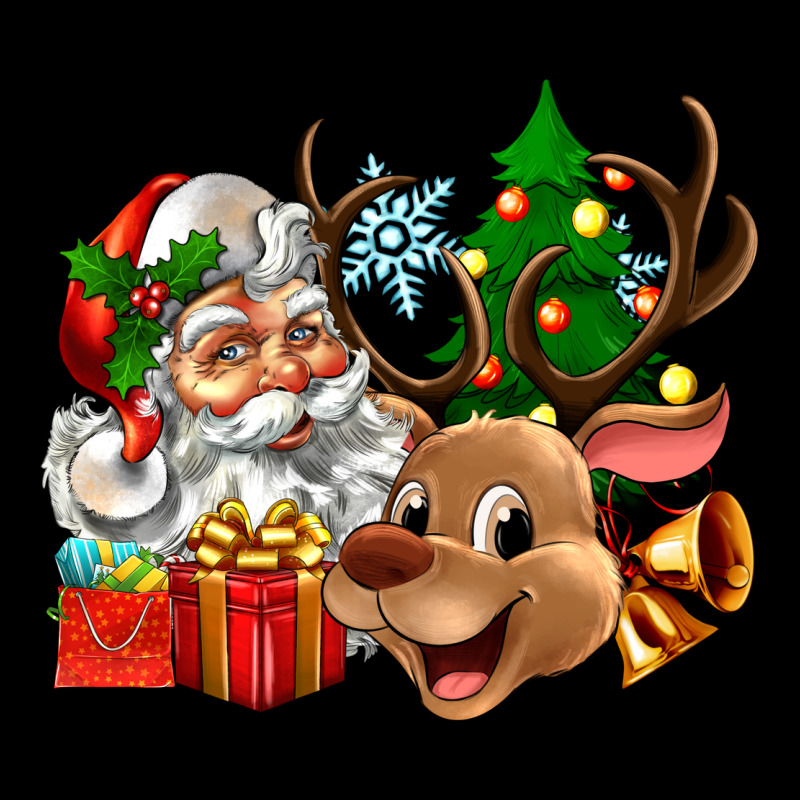 Santa And Reindeer Long Sleeve Tee by Zillion Design Studio | Teevron