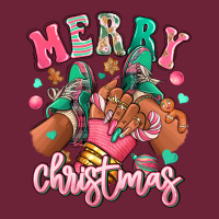 Pink Merry Christmas Black Girl Sneakers Long Sleeve Tee | Teevron