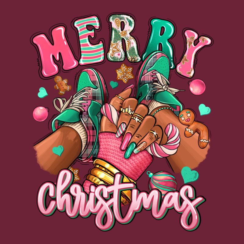 Pink Merry Christmas Black Girl Sneakers Long Sleeve Tee by RanaPortraitStore | Teevron