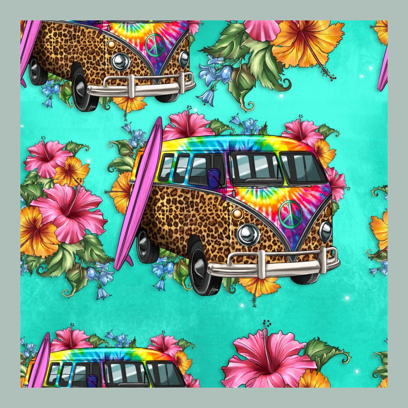Floral Hippie Truck Seamless Pattern Heavyweight Hoodie by HRA Design Shop | Teevron