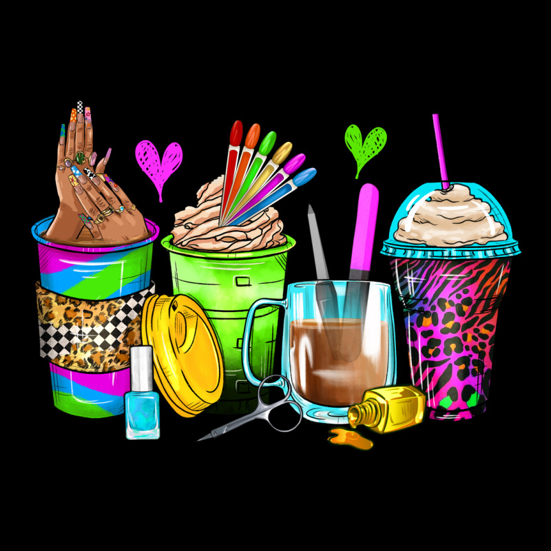 Nail Art Coffee Cups Zipper Hoodie by Zillion Design Studio | Teevron