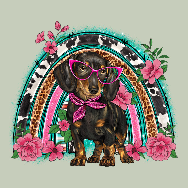 Dachshund Dog Pink  Floral Rainbow Ladies Tee by BarkalooDesign | Teevron
