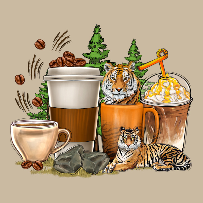 Coffee Cups Tiger With Coffee Beans Long Sleeve Tee by texasbilliewilder | Teevron