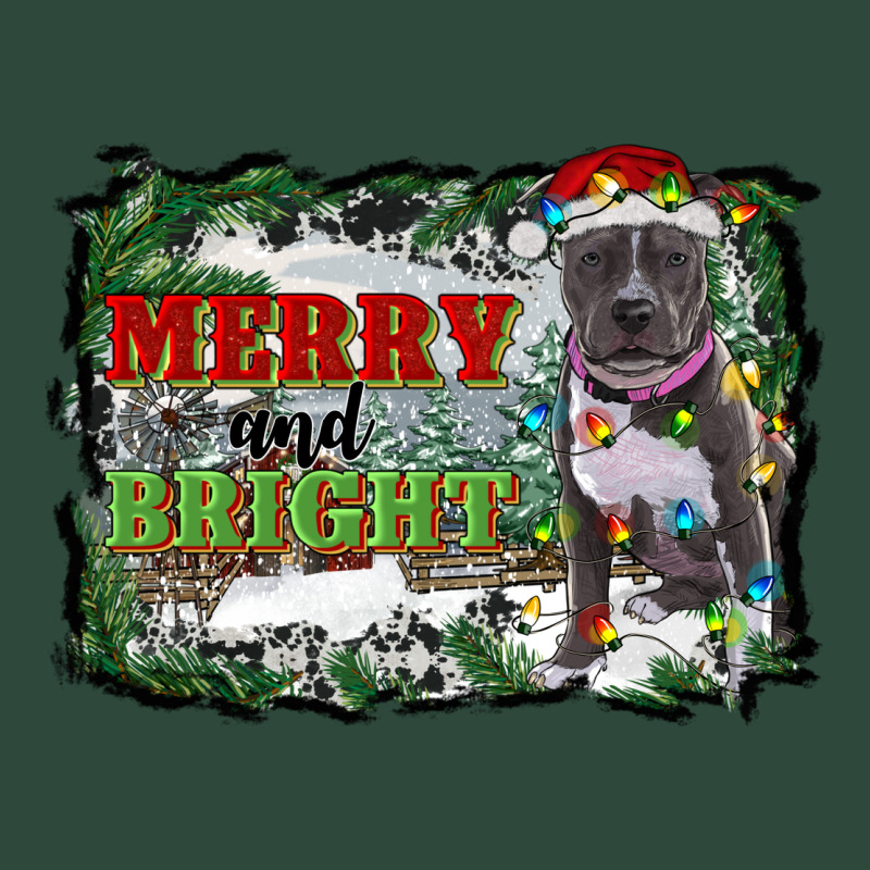 Merry And Bright Pitbull With Farm Zipper Hoodie by RanaPortraitStore | Teevron