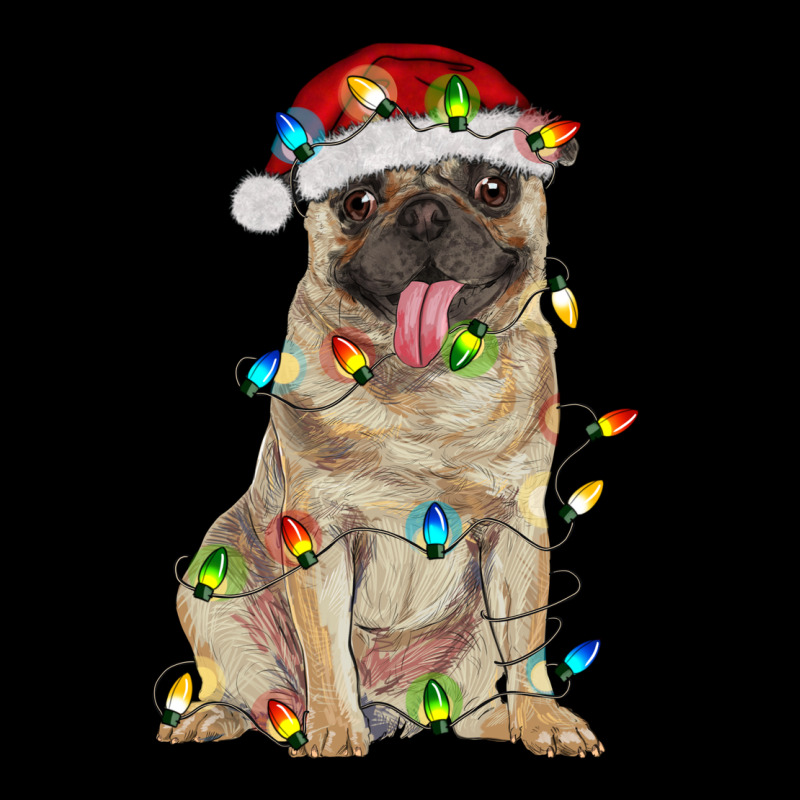 Pug With Christmas Lights Zipper Hoodie by RanaPortraitStore | Teevron