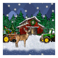christmas town and farm tractor seamless pattern | Teevron