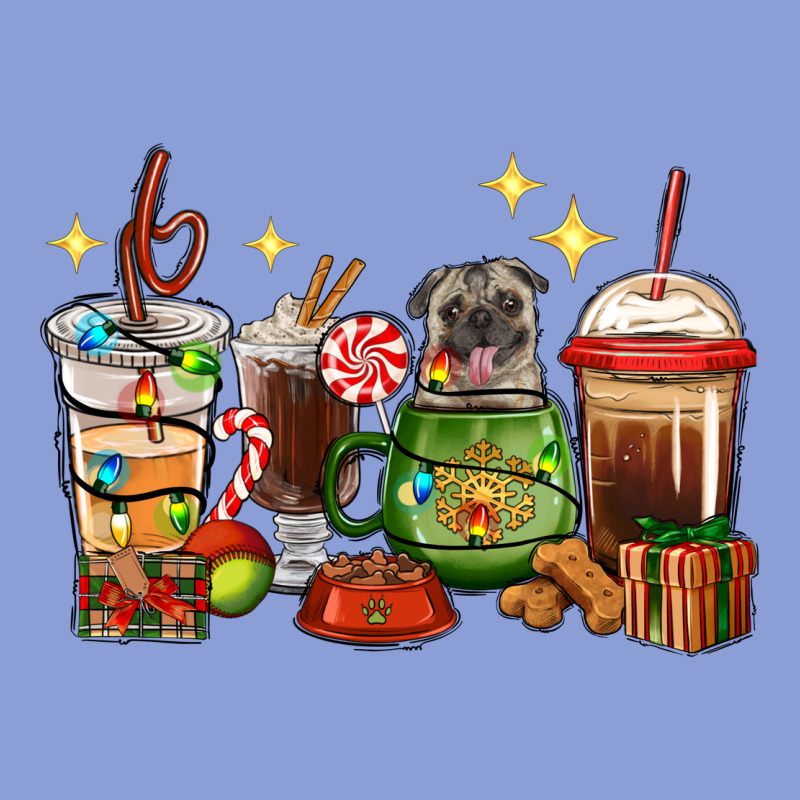 Christmas Coffee Cups With Pug Long Sleeve Tee by RanaPortraitStore | Teevron