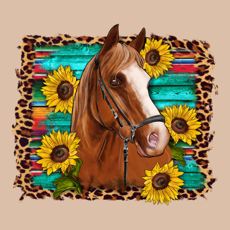 Horse Sunflowers Turquoise Wooden Serape Leopard Urban Heavy Tee by Artiststas | Teevron