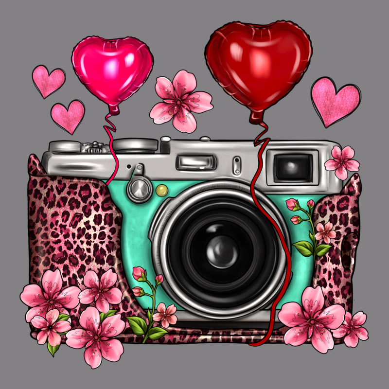 Floral Heart Pink Leopard Vintage Camera Heavyweight Hoodie by FaDigitalArtStudio | Teevron