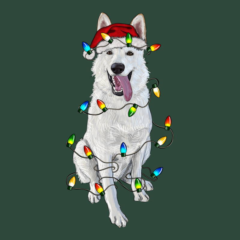 Christmas White Shepherd With Christmas Lights Zipper Hoodie by RanaPortraitStore | Teevron