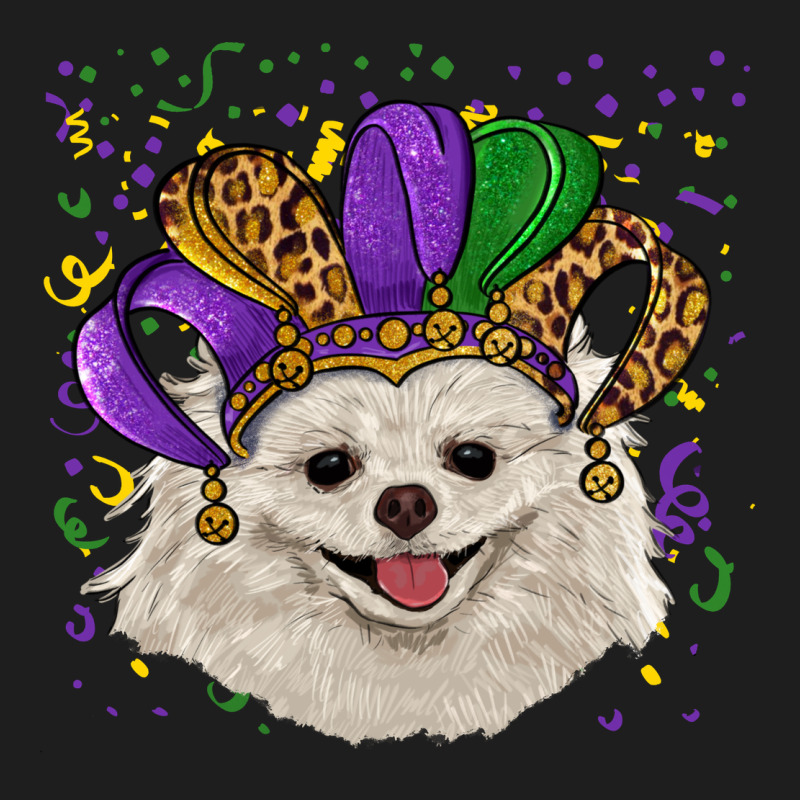 Mardi Gras Hat White Pomeranian Classic Tee by RanaPortraitStore | Teevron