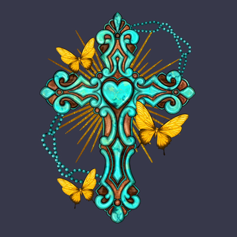 Cross With Heart Shaped Gemstone And Butterfly Long Sleeve Tee by texasbilliewilder | Teevron