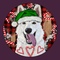 Christmas White Shepherd With Buffalo Plaid Long Sleeve Tee | Teevron