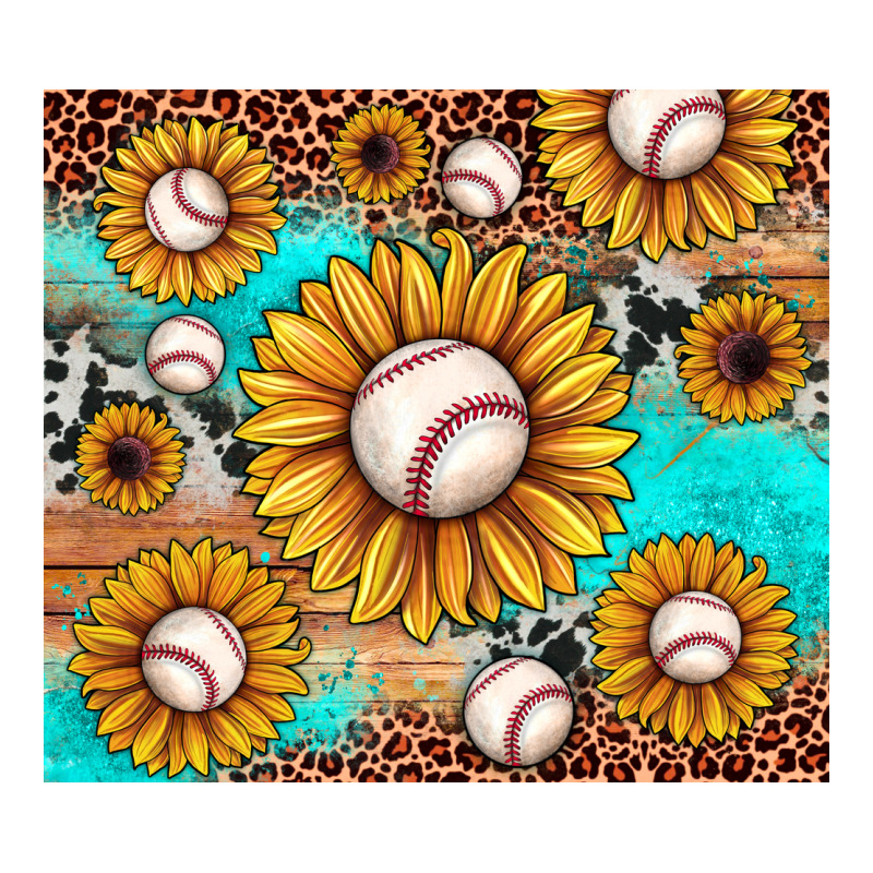 Baseball Leopard Turquoise Sunflower Premium Sweatshirt by JahusDesignShop | Teevron