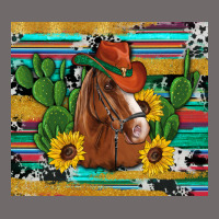 Western Horse Cowboy Hat Cactus Sunflowers Glitter Cowhide Serape Turq Urban Heavy Tee | Teevron